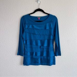 Vince Camuto Women’s Zig Zag Layered 3/4 Sleeve Blouse Teal